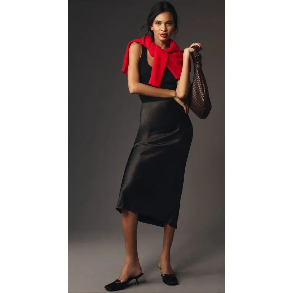 Anthropologie x Mare Knit Slip Twofer Black Midi Dress - Picture 2 of 13